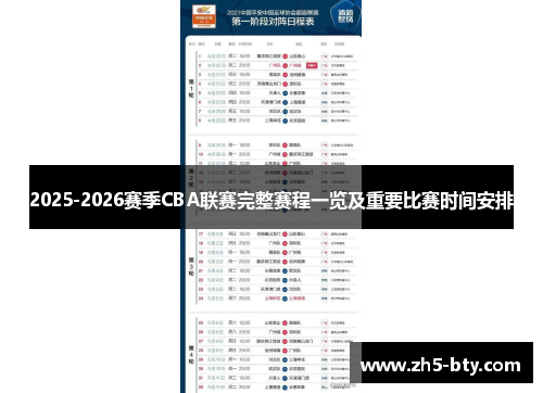 2025-2026赛季CBA联赛完整赛程一览及重要比赛时间安排 2025-2026赛季CBA联赛完整赛程一览及重要比赛时间安排